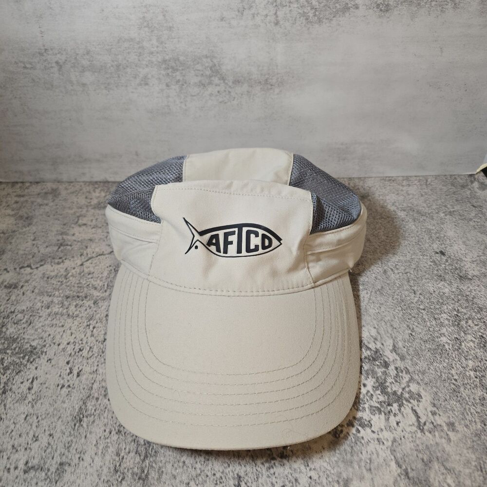 Vintage 1990's Afico Long Duck Bill Fishing Hat Khaki Under OSFM Mesh Adjustable